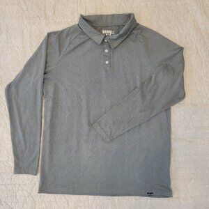 Barbell Shirt Mens Polo, Performance Athletic Stretch shirt, grey, Large